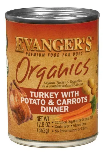 12/12.5 oz. Evanger's Organics Turkey With Potato & Carrots Dinner For Dogs - Food